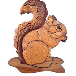 Handcrafted Wooden Squirrel Wall Decor
